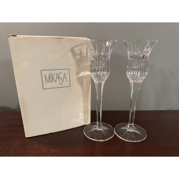 Mikasa Icicles Crystal Candle Holders 7.75" Pair Made In Germany Elegant Holiday - Picture 3 of 8